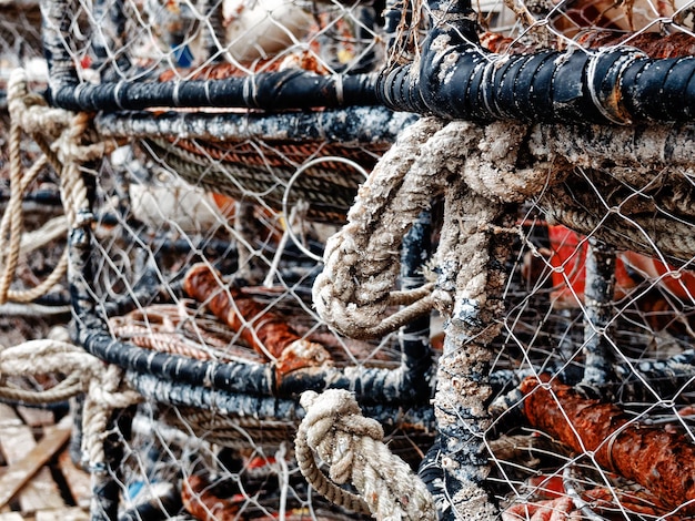 Photo full frame shot of fishing net