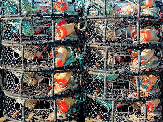 Photo full frame shot of fishing nets at harbor