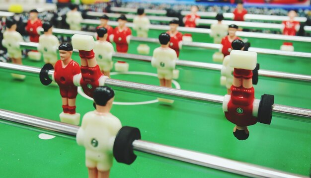 Foto fotografia completa di un tavolo da foosball