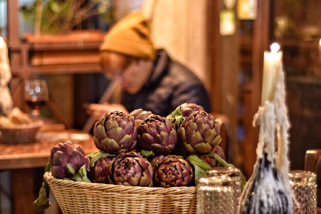 Full frame shot of fruits in basket at market