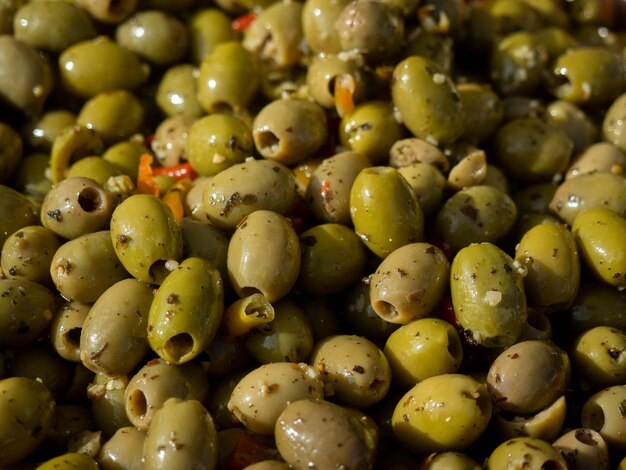 Foto fotografia completa di frutta in vendita al mercato