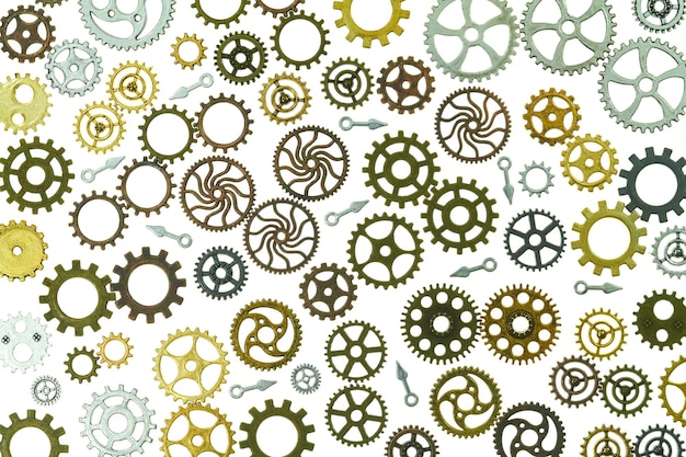 Full frame shot of gears over white background