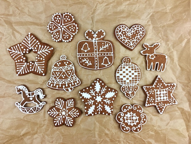 Photo full frame shot of gingerbread cookies