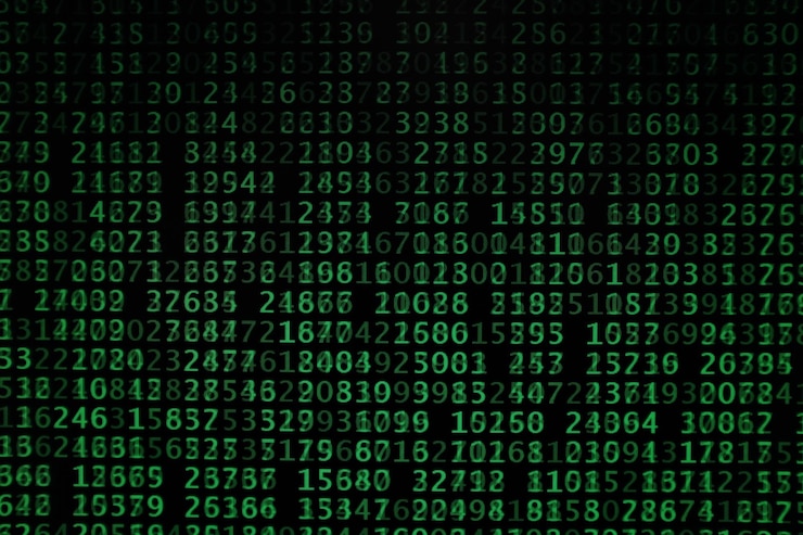 Photo full frame shot of green binary codes