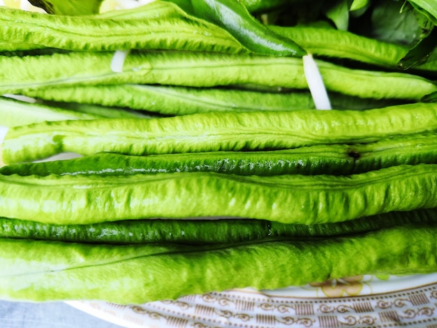 Full frame shot of green chili peppers