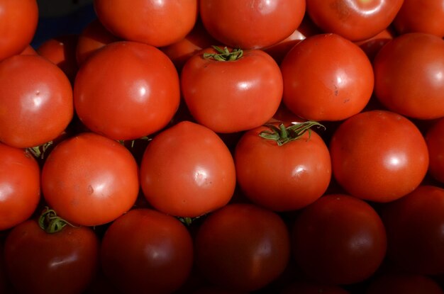 Full frame shot of greenhouse tomatoes in market