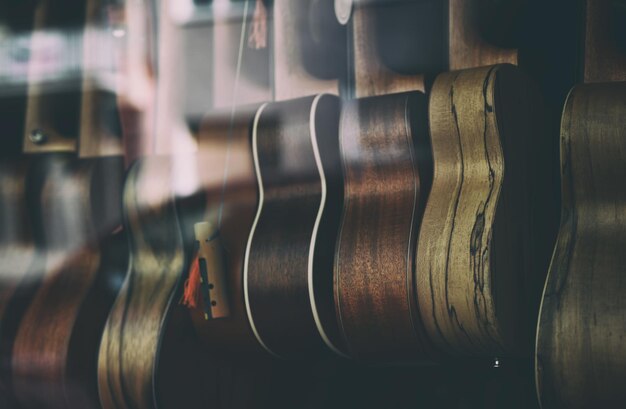 Photo full frame shot of guitars