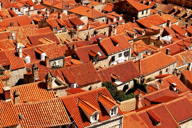 Full frame shot of houses in city on sunny day