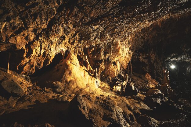 Full frame shot of illuminated cave