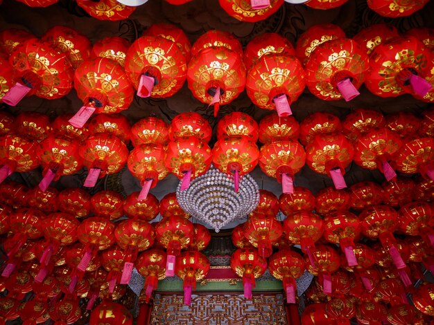 Full frame shot of illuminated lanterns