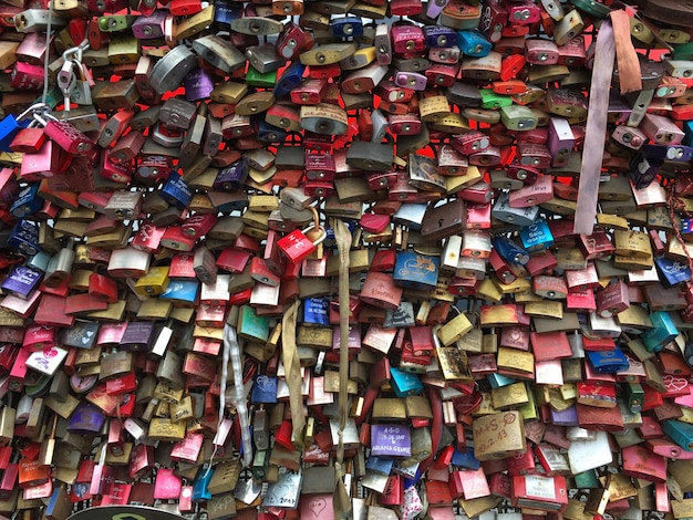 Photo full frame shot of love locks