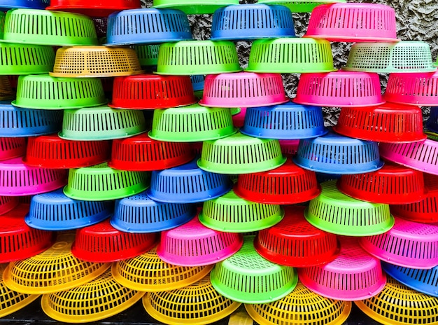 Full frame shot of multi colored baskets