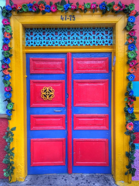 full frame shot of multi colored closed door