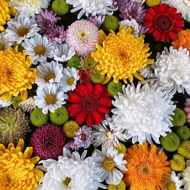 Foto fotografia completa di fiori di margherite multicolori