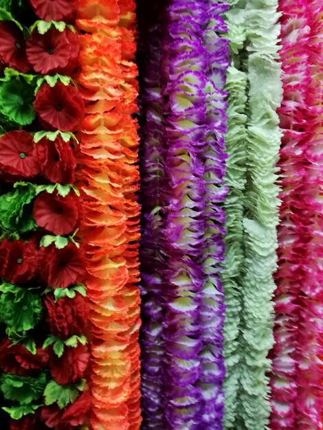 Full frame shot of multi colored flowers for sale in market