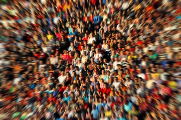 Foto fotografia completa di persone sedute nello stadio di calcio