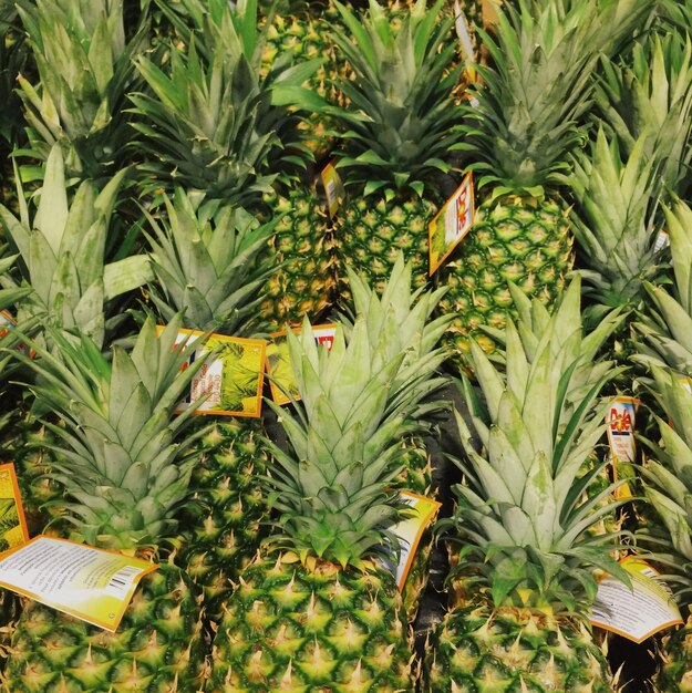 Full frame shot of pineapples