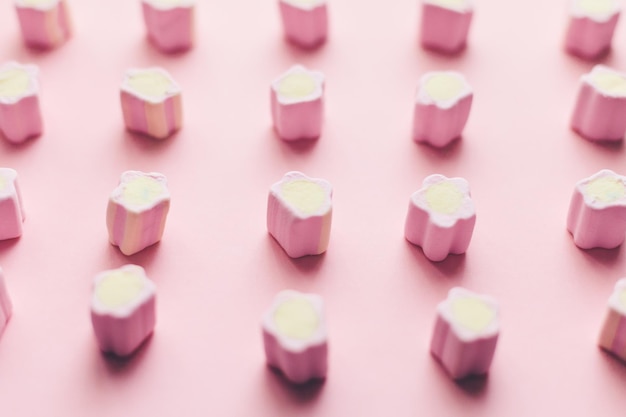 Full frame shot of pink candies on table