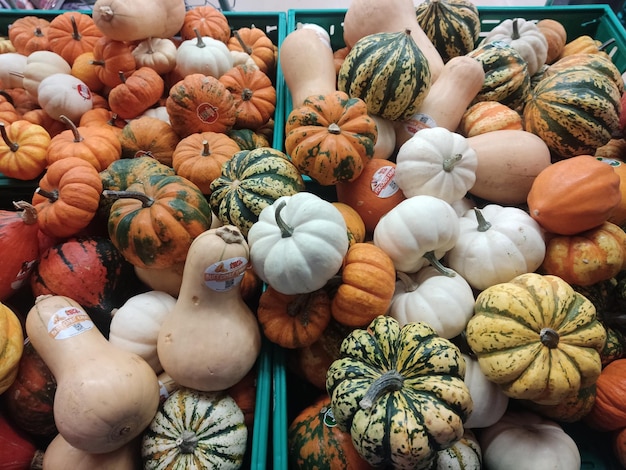 Photo full frame shot of pumpkins for sale at market