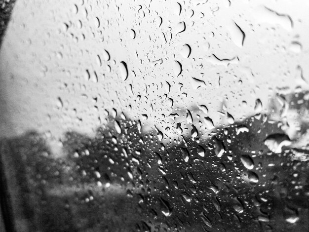 Full frame shot of raindrops on glass window