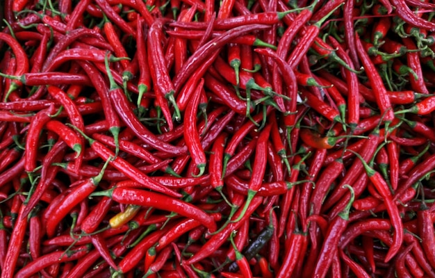 Full frame shot of red chili peppers for sale at market stall