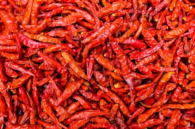 full frame shot of red chili peppers for sale at market