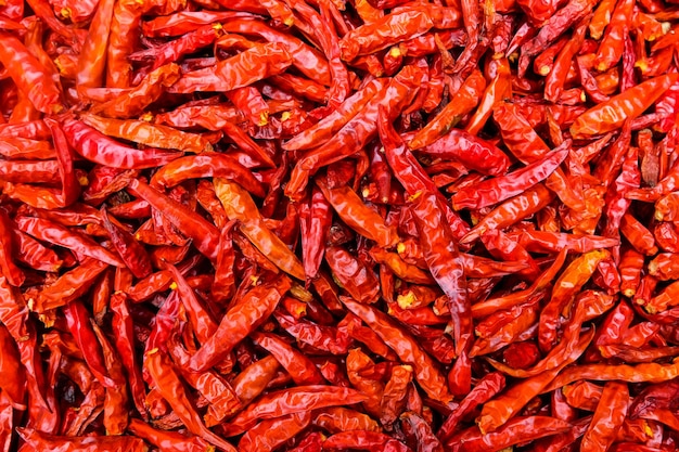 Full frame shot of red chili peppers for sale at market