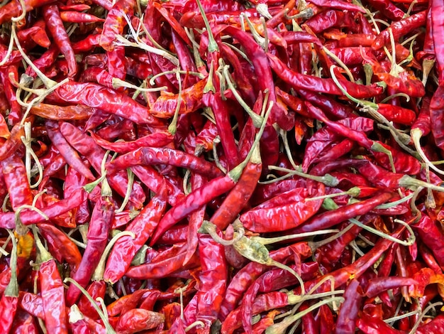 Full frame shot of red chili peppers for sale at market