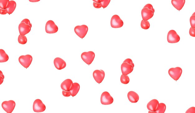 Full frame shot of red heart shaped balloons against clear sky