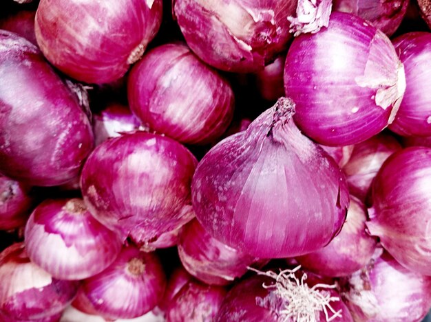 Full frame shot of red onions