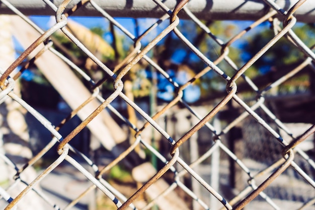 Photo full frame shot of rusty chainlink fence