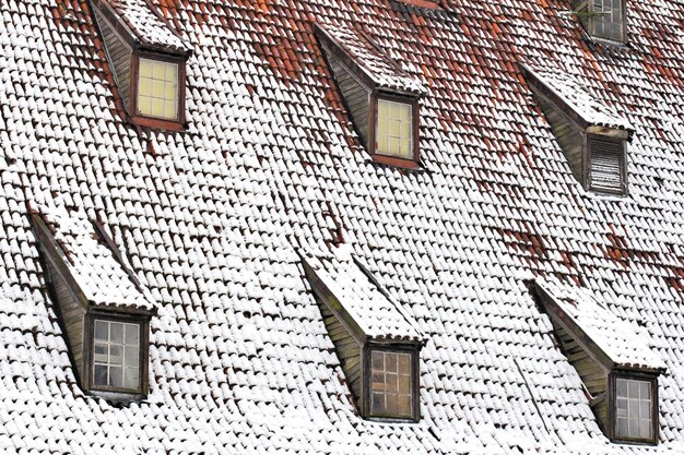 Photo full frame shot of snow covered roof