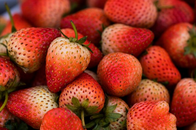 Full frame shot of strawberries in market