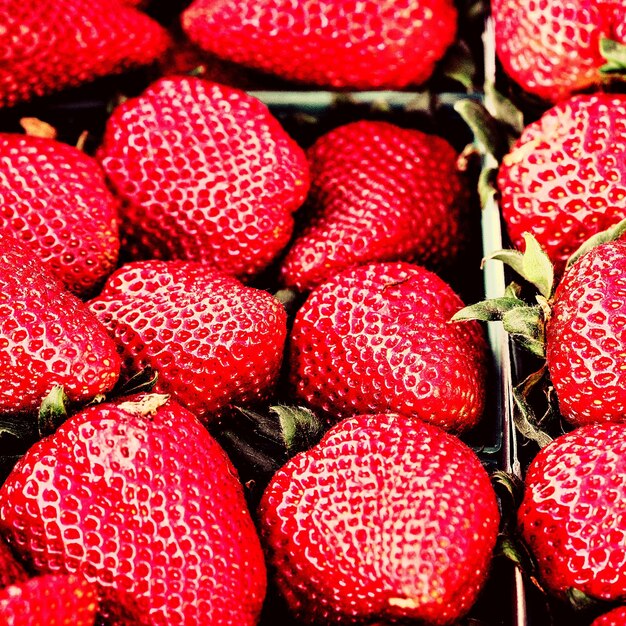 Full frame shot of strawberries in market