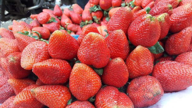 Full frame shot of strawberries in market