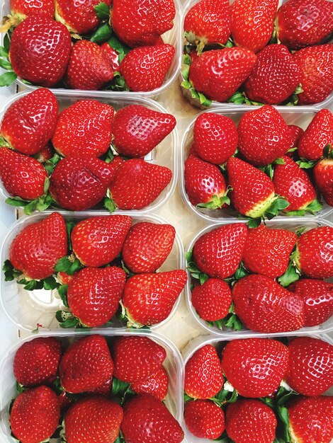 Photo full frame shot of strawberries