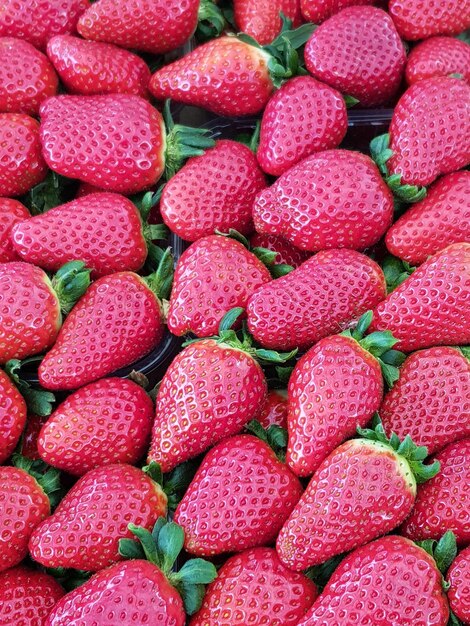 Photo full frame shot of strawberries