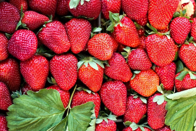 Photo full frame shot of strawberries