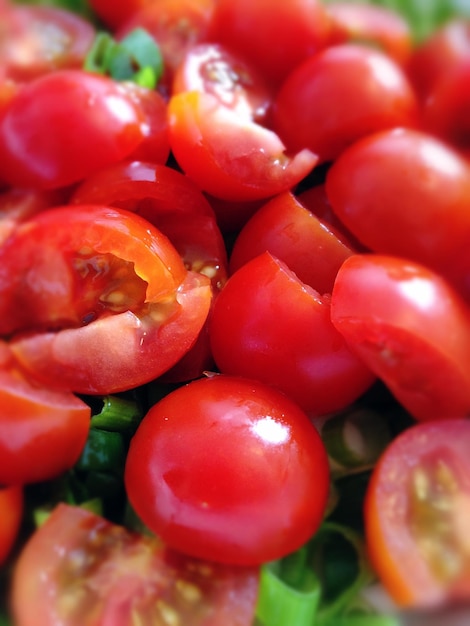 Foto fotografia completa dell'insalata di pomodoro