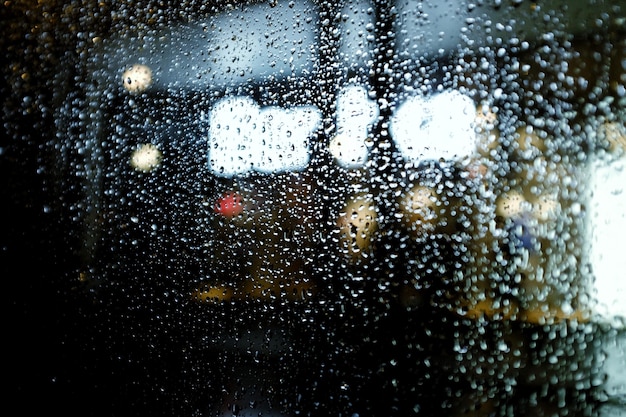 Full frame shot of wet window in rainy season