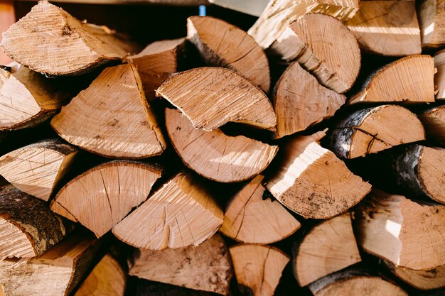 Photo full frame shot of wooden logs in forest