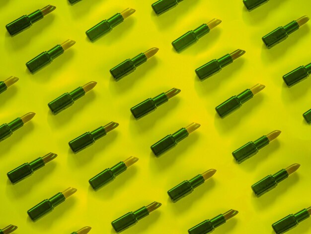 Full frame shot of yellow pencils on table