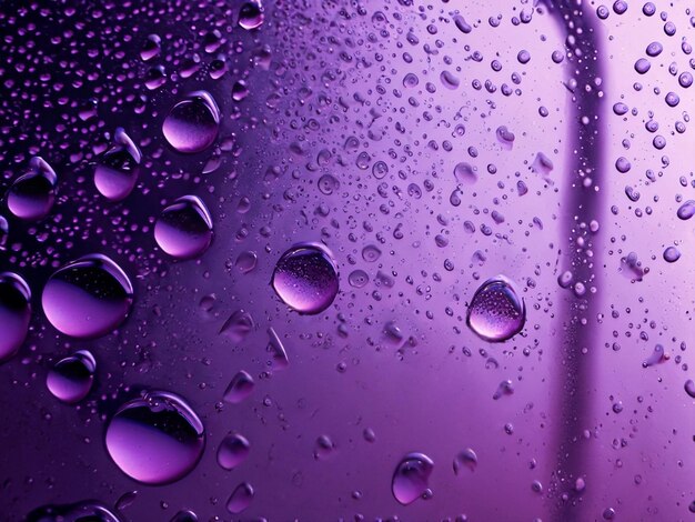 紫色の背景に小さな滴と水のスプラッシュで満たされたフレーム