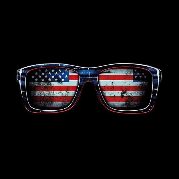 Photo full frame sun glasses american flag illustrator black back white background hd photo isolated white