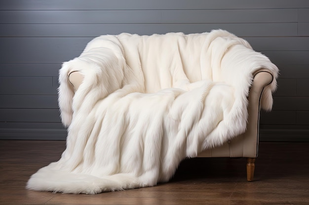 Full frame white fake fur blanket
