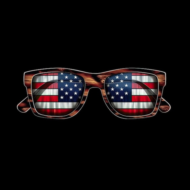 Full frame zonnebril Amerikaanse vlag Illustrator zwarte achtergrond Witte achtergrond HD Foto geïsoleerd wit