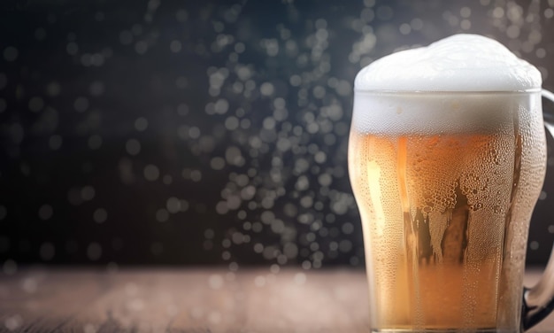 Premium AI Image  A full glass of beer with a foamy foam on it