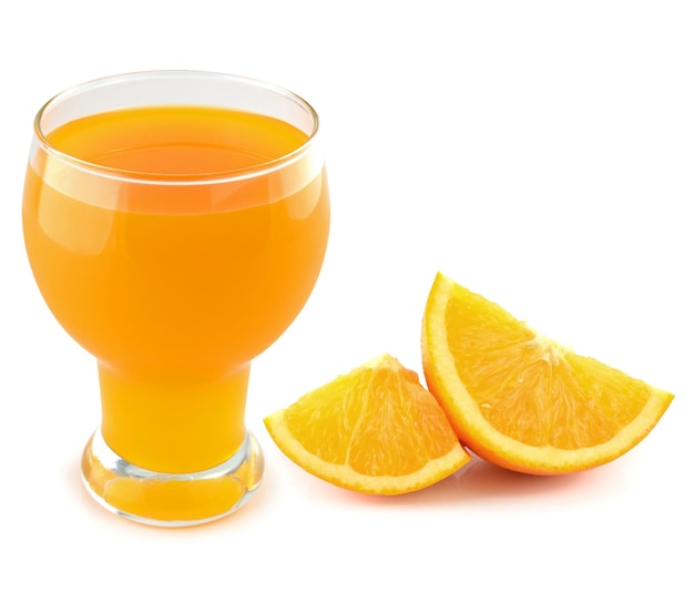 Full glass of orange juice isolated on white background