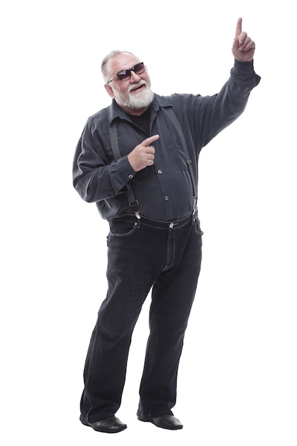 In full growth confident older man pointing at you