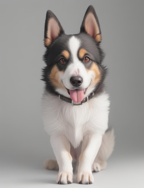 full head to feet view of a dog in white background